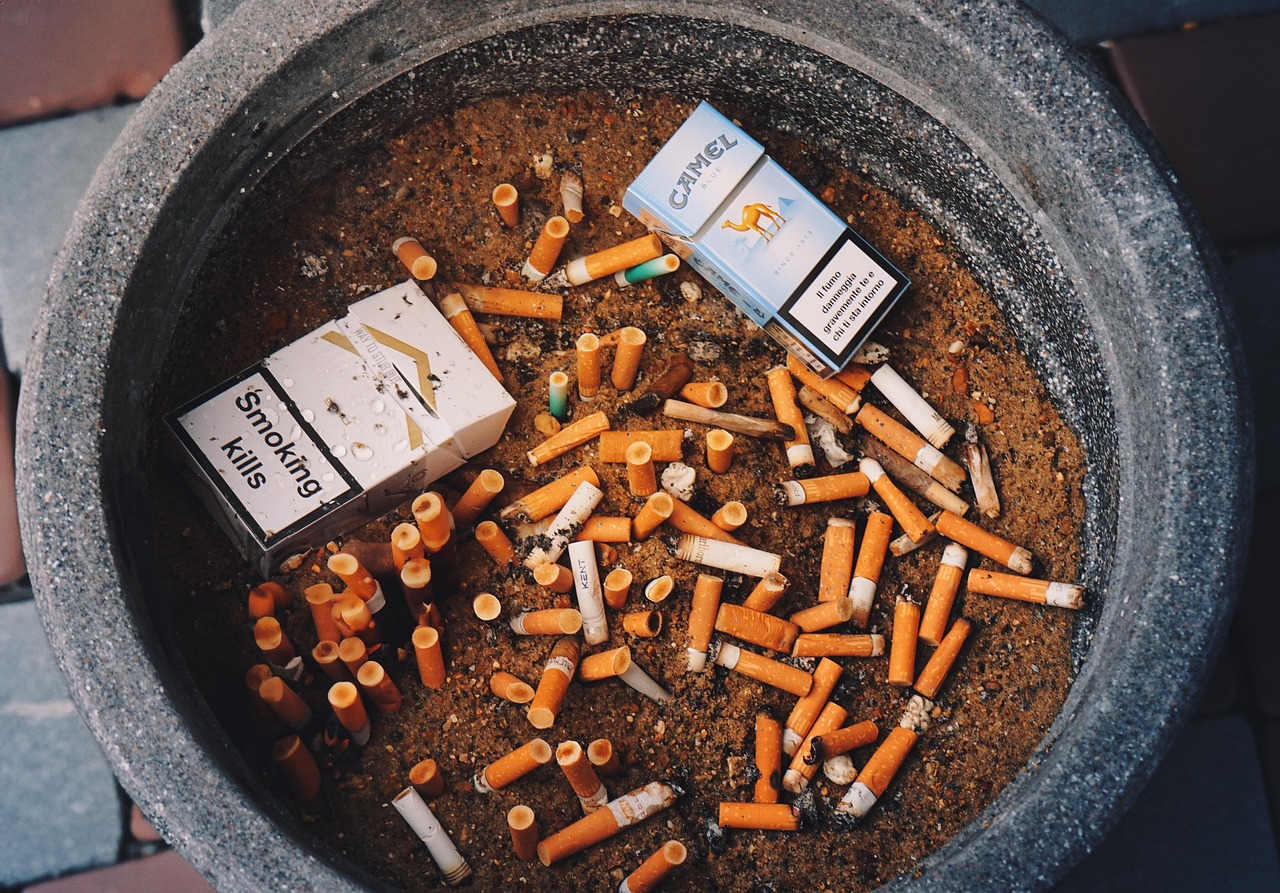 Smoking, ashtray, cigarettes — Ear Doctor Rockville MD: Six Common Myths about Tinnitus and the Facts behind Them